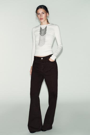 Zara Футболка в рубчик с длинными рукавами