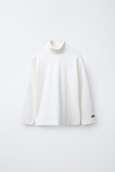 Zara Футболка с воротником-стойкой и вышивкой