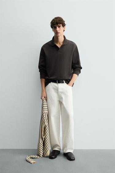 Zara Поло рельефное с эффектом потертости купить с доставкой.