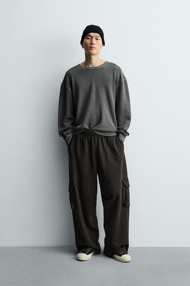 Zara Футболка из рельефной ткани в клетку с эффектом потертости