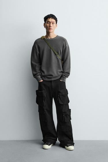 Zara Футболка из рельефной ткани в клетку с эффектом потертости