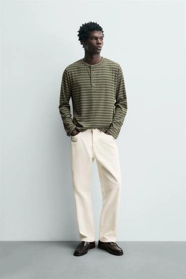 Полосатая хенли футболка- Заказать в России