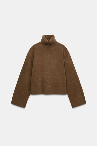 Zara Свитер из 95% шерсти с высоким воротником купить с доставкой.