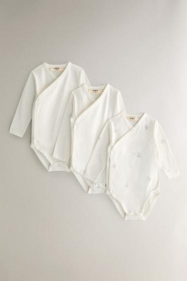 Zara Детский боди для малышей с принтом слонов (набор из 3 штук)