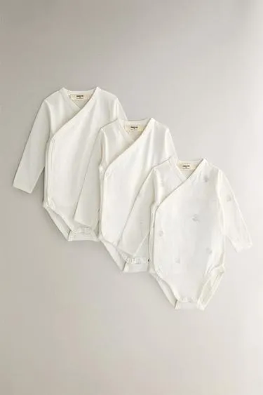 Детский боди для малышей с принтом слонов (набор из 3 штук)