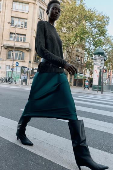 Zara Атласная юбка миди