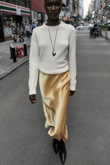 Zara Атласная юбка миди