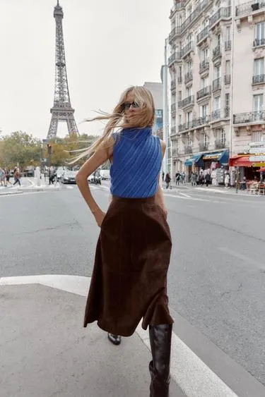 Юбка из многослойной замши 100%- Заказать в России