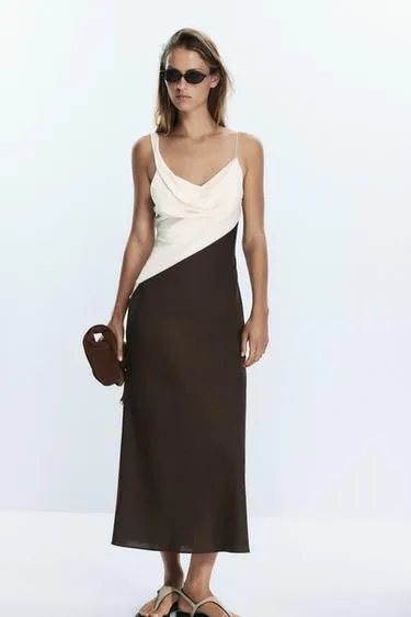 Комбинированное платье-миди