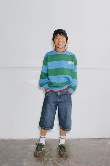 Zara Джинсовые бермуды широкого кроя купить с доставкой.