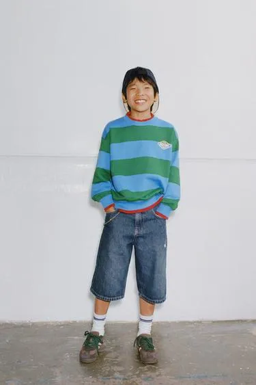 Джинсовые бермуды широкого кроя