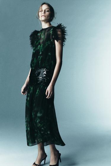 Zara Комбинированное платье с принтом — LIMITED EDITION