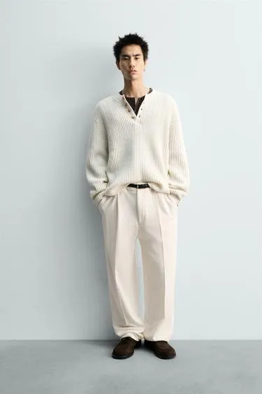 Свитер с воротником «хенли»- Заказать в России