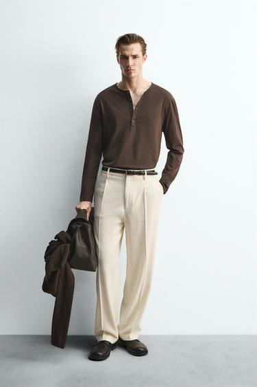 Zara Футболка с воротником на пуговицах — LIMITED EDITION