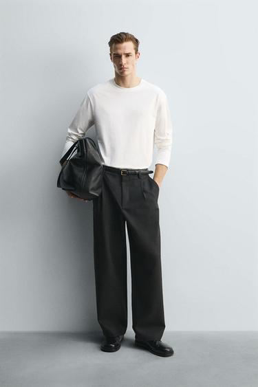 Zara Мерсеризованная футболка с длинными рукавами — LIMITED EDITION