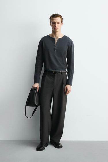 Zara Футболка с воротником на пуговицах — LIMITED EDITION