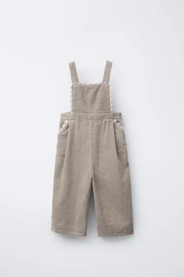 Длинный вельветовый комбинезон с волнистой отделкой