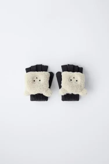 Митенки с вышивкой овечки из искусственной овчины- Заказать в России