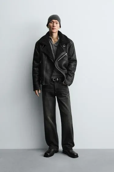 Кожаная куртка с эффектом двойной отделки- Заказать в России