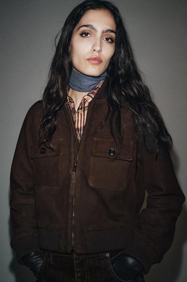 Zara Бомбер из замши — ZW COLLECTION LIMITED EDITION