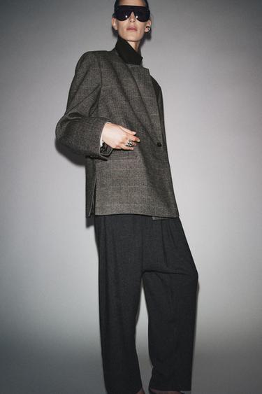 Zara Блейзер оверсайз в клетку из смесовой шерсти — ZW COLLECTION