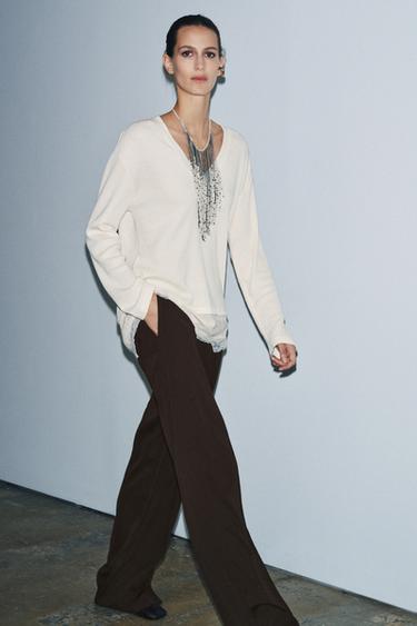 Zara Футболка с контрастным кружевом