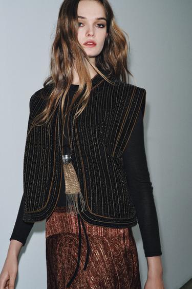 Zara Стеганый бархатный жилет ZW COLLECTION LIMITED EDITION