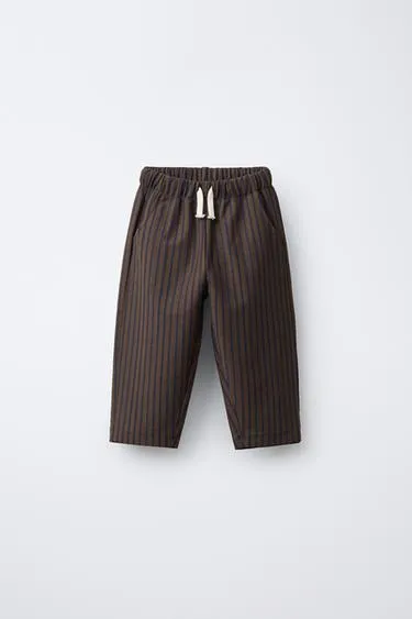 Брюки BAGGY в полоску из рельефной ткани- Заказать в России