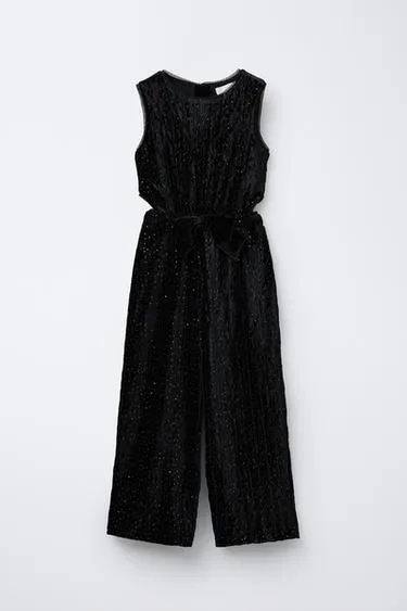 Длинный бархатный комбинезон с блёстками