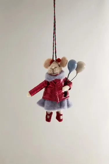 Елочное украшение из шерсти мышка с воздушными шариками- Заказать в России