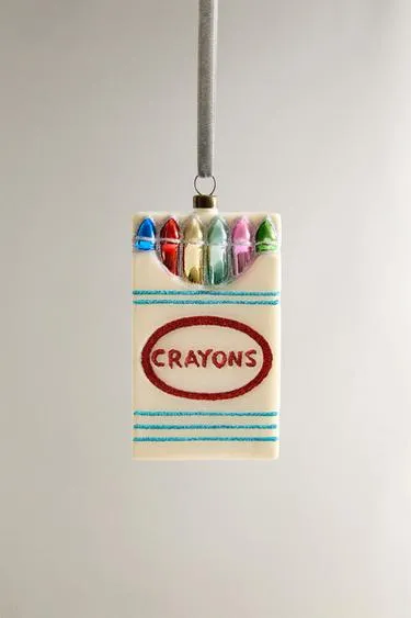 Новогоднее украшение елочка в виде коробки с карандашами