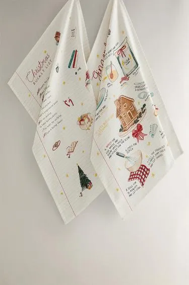 Хлопковое полотенце для уборки с рождественским списком покупок (комплект из 2 шт.)- Заказать в России
