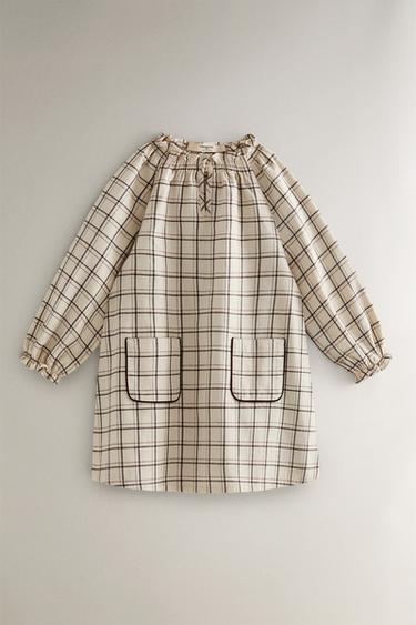 Zara Детское хлопковое ночное платье в клетку на рождество
