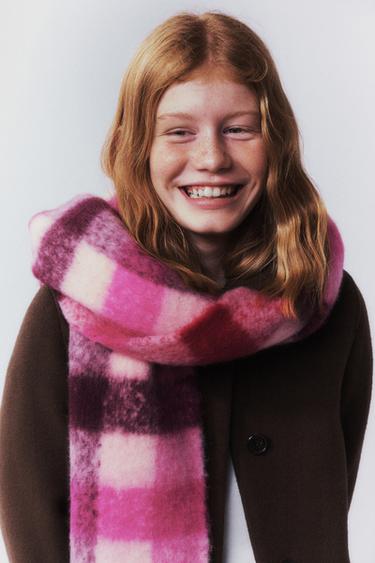 Zara Шарф в клетку из трикотажа купить с доставкой.