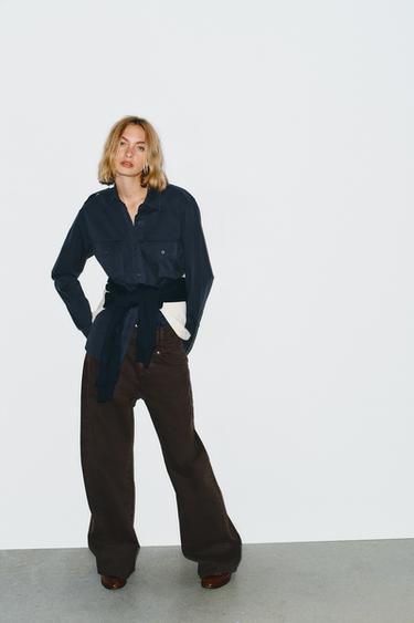 Zara Джинсы TRF BAGGY BARREL с низкой посадкой