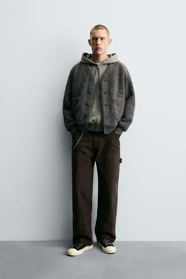 Кардиган из рельефной ткани с карманами