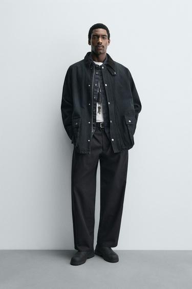 Джинсовая куртка с комбинированным воротником- Заказать в России