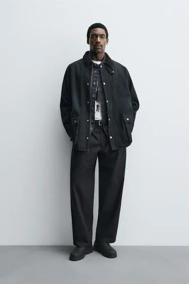 Джинсовая куртка с комбинированным воротником