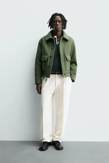 Куртка из смесовой шерсти с карманами- Заказать в России