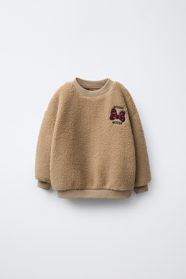 Zara Толстовка из овчины с вышивкой MINNIE MOUSE © DISNEY купить с доставкой.