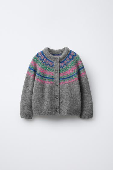 Zara Жаккардовый кардиган из шерсти и альпаки