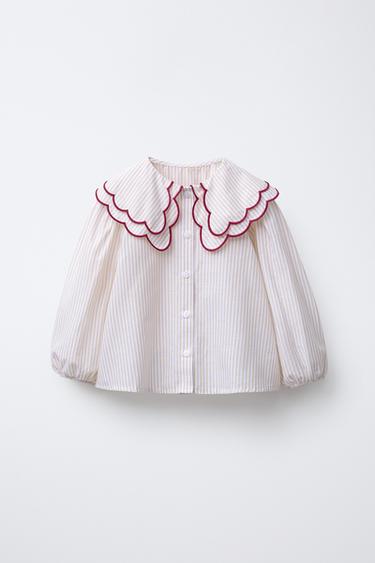 Zara Рубашка в полоску с двойным воротником купить с доставкой.