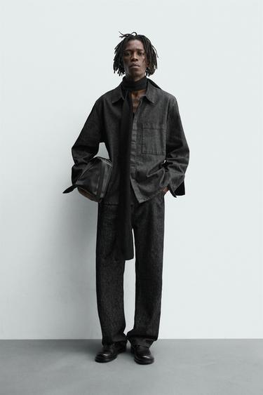 Zara Джинсовая рубашка с эффектом потертости