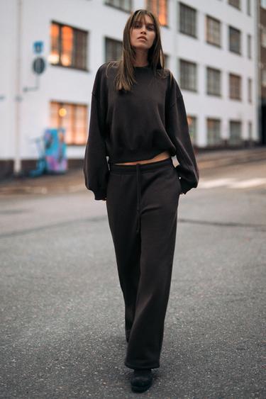 Zara Базовые прямые брюки из футера с регулируемыми манжетами