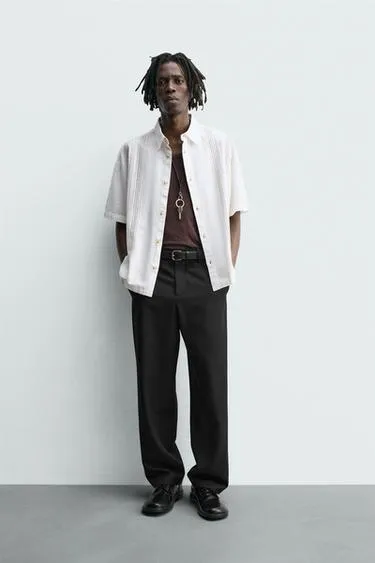 Рубашка с вышивкой из хлопка и льна- Заказать в России