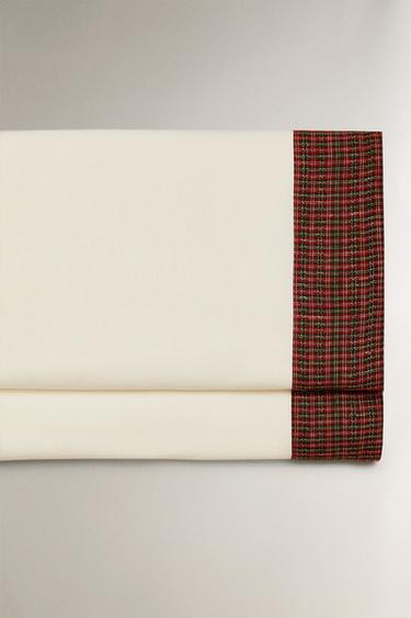 Zara Рождественский льняной простынь с бордюром купить с доставкой.