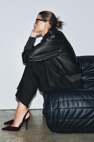 Zara Бархатистые туфли на высоком каблуке