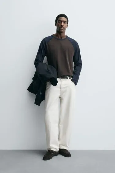 Футболка колор-блок с рукавами реглан