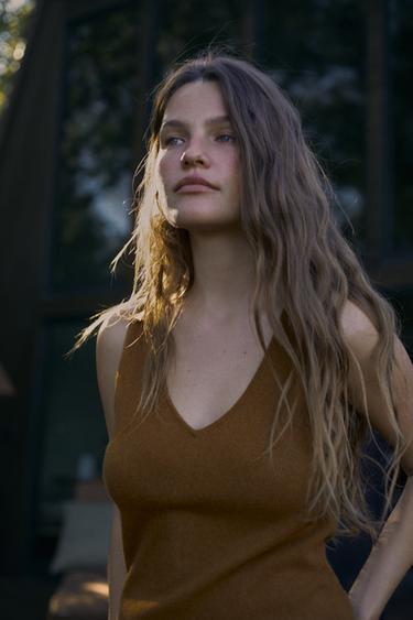 Zara Топ из 100% шерсти на бретелях