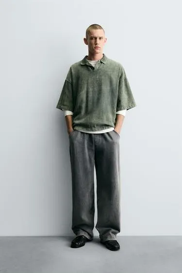 Поло с текстурой и эффектом потертости